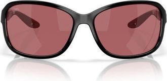 Costa Seadrift 60mm Polarized Square Sunglasses in Black /Rose 580G at Nordstrom