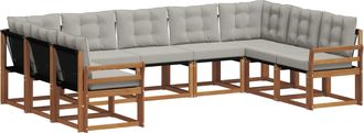 vidaXL Conjunto De Sof&aacute;s De Exterior 9 Uds. Gris Natural Y Claro Vidaxl