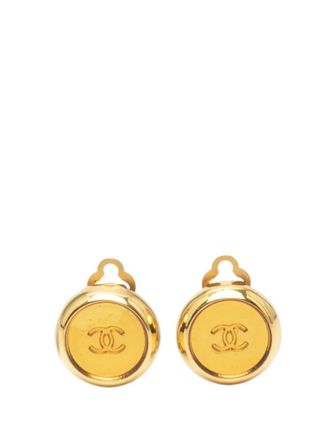 Chanel Orecchini tondi CC placcati oro con chiusura a clip 1999