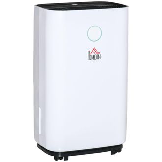 HOMCOM 20L/Day Portable Dehumidifier for Home - with LED Screen - Sleep Mode - 24H Timer - Electric Air Dehumidifier for Damp Laundry Bedroom Basement