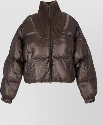 Diesel down ribbed-knit funnel-neck puffer jacket