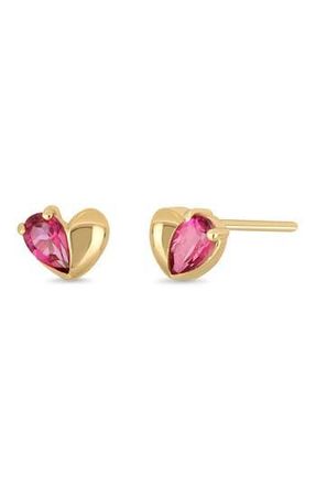 Bony Levy 14K Yellow Gold Pink Topaz Heart Stud Earrings in 14Ky at Nordstrom Rack