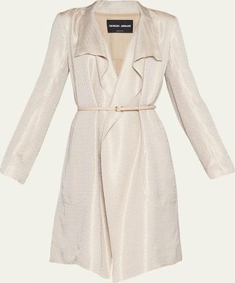 Giorgio Armani Belted Metallic Wrap Coat
