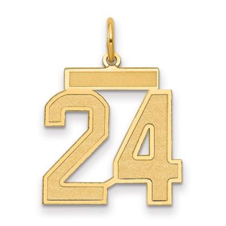Diamond2Deal 14k Yellow Gold Medium Satin Number Charm Pendant