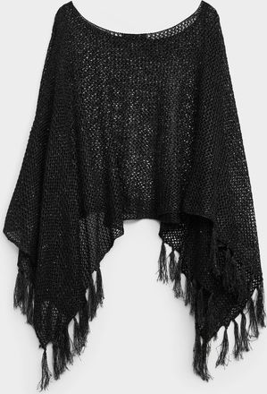 Simons Womens Shimmery openwork fringed poncho