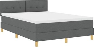 vidaXL Cama Box Spring Con Colch&oacute;n Gris Oscuro 140 X 200 Cm Tela Vidaxl