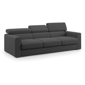 Divani.Store Divani.store - Dylan Sof&aacute; De 3 Plazas Con Pouf Extra&iacute;ble En Tejido Efecto Algod&oacute;n Impermeable 240 Cm Antracita