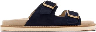 Brunello Cucinelli double-buckle suede sandals - Blue