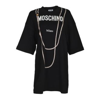 Moschino T-Shirts, female, Black, Size: XS Printed Heavy Cotton Dress