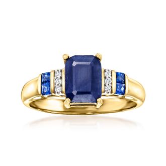 Ross-Simons Sapphire Ring With Diamonds in 14kt Yellow Gold