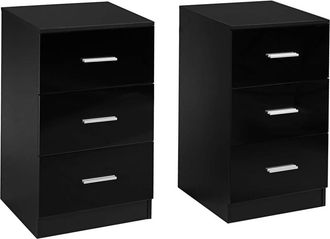 Costway Set Di 2 Schedari Portadocumenti Con 3 Cassetti, Armadietto Ufficio Cassetiere Per Documenti, Legno (2)