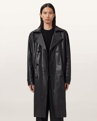 AllSaints Kellett Leather Trench Coat