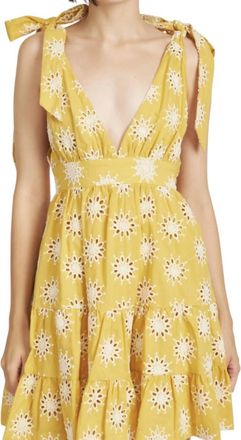 En Saison Embroidered Tiered Mini Dress In Yellow