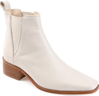Journee Collection Womens Genuine Leather Brooklee Square Toe Stacked Chelsea Booties