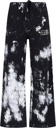 Maison Margiela Black Distressed Splatter Pattern Sport Trousers