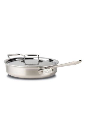 All-Clad D5 Stainless Brushed 5-Ply Bonded 3-Quart Saut&eacute; Pan with Lid in Silver at Nordstrom