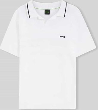 HUGO BOSS Regular Fit Poloshirt aus Strick in Weiss, Gr&ouml;&szlig;e XXXL