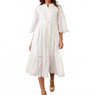 Karen Kane Tiered Midi Dress In Off White