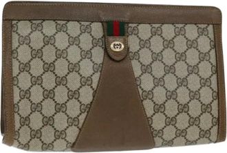 Gucci Pre-owned Clutches, female, Beige, Size: ONE SIZE Pre-owned Canvas Clutch