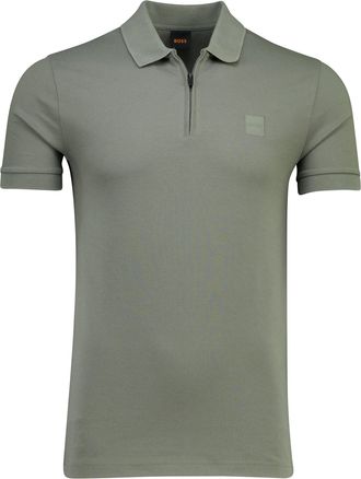 HUGO BOSS Poloshirt Boss Orange groen rits normale fit pique