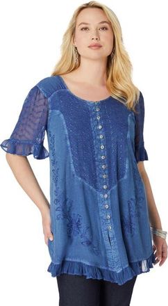 Roaman's Acid Wash Tunic in Dark Blue at Nordstrom, Size 30