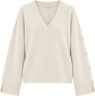 Akep Pullover scollo a V ricamato - - Knitwear - Donna - Beige - M