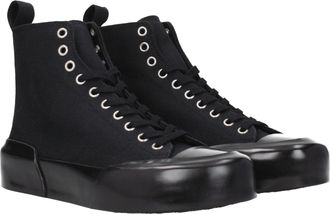 Jil Sander Womens Black Fabric High Top Sneakers