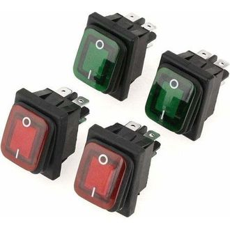 OEM Interruttore A Bilanciere 12v/220v Con Spia Luminosa Integrata - 4 Unit&agrave; (2 Rosse + 2 Verdi) Per Alimentazione Elettrica Automobilistica E Domestica