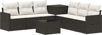 vidaXL Juego De Sof&aacute; 8 Uds. Negro Y Blanco Crema Vidaxl