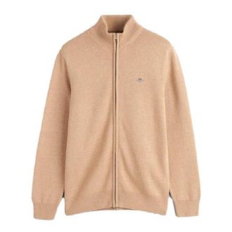 GANT Gebreid vest met volledige rits voor heren (Khaki)