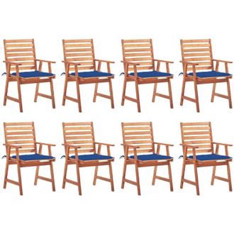 vidaXL Sillas Comedor De Jard&iacute;n Y Cojines 8 Uds Madera Maciza Acacia Vidaxl