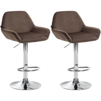 Clp Clp - Set De 2 Taburetes De Cocina Braga En Terciopelo Marr&oacute;n Metal Cromado