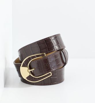 Talbots Inlay Buckle Belt - Dark Chocolate - Medium Talbots
