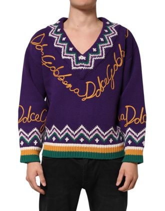 Dolce & Gabbana Mens Sweater Purple Virgin Wool