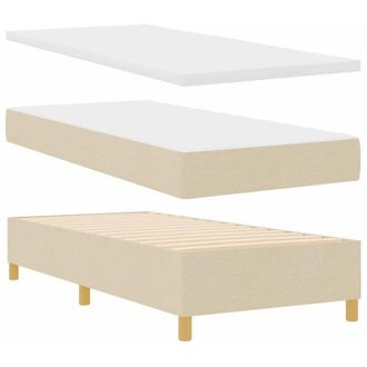 vidaXL Cama Tipo Box Spring Con Colch&oacute;n Crema 100 X 200 Cm Tela Vidaxl