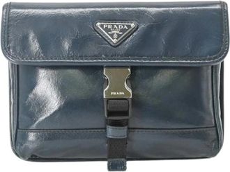 Prada Pre-owned Vintage Shoulder Bag - Heren - Vintage Heuptassen - Blauw - ONE Size - Leer - Vintage