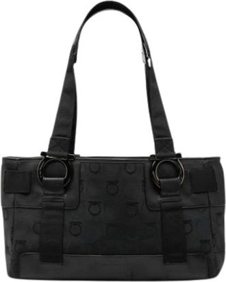 Ferragamo Pre-owned Canvas Tote - Dames - Vintage Shopper - Zwart - ONE Size - Leer - Vintage