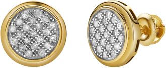 LuvMyJewelry Isolde XL 10K Yellow Gold Cluster Diamond Unisex Earrings - 0.33 Cts