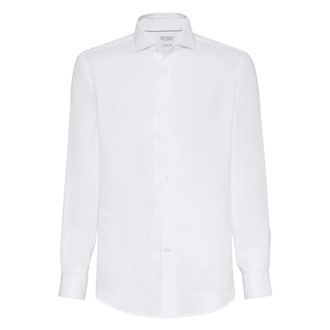 Brunello Cucinelli Klassiek overhemd - Heren - Casual Overhemden - Wit - 2XL - Overhemden