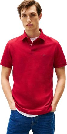Tommy Hilfiger Heren 1985 Geborduurd Logo Poloshirt (Rood)
