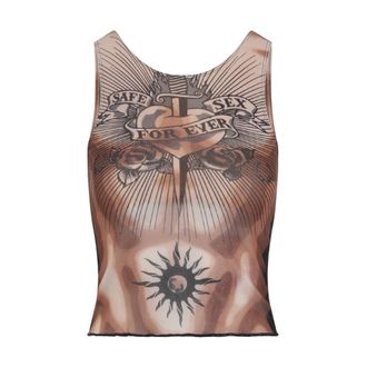 Jean Paul Gaultier Sleeveless Tops, female, Multicolor, Size: XS Safe Sex Tattoo Tank Top