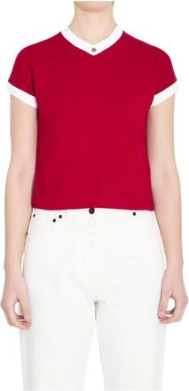 Versace Medusa Button Polo T-Shirt - Dames - T-shirts - Rood - S - Katoen - Tops