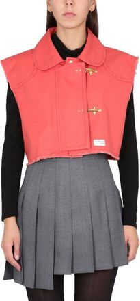 Fay Red Solid Shirt Collar Jacket