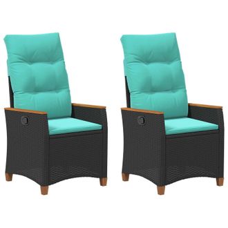 vidaXL Silla De Jard&iacute;n Reclinable Negro Y Turquesa 64 X 57,5 X 112 Cm Vidaxl