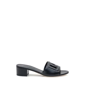 Dolce & Gabbana Logo Leren Slippers - Dames - Muiltjes - Zwart - 39 EU - Leer - Schoenen