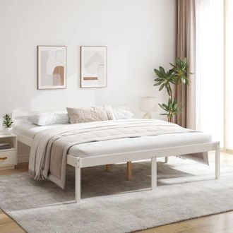 vidaXL Cama Senior Sin Colch&oacute;n Madera Maciza De Pino Blanco 200x200 Cm Vidaxl