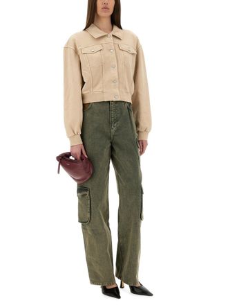 Moschino Womens Beige Cotton Jacket - Tan - Size Medium