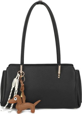 Generic Womens Shoulder Bag, with Dog Charm Accessory, Structured Handbag (Black)