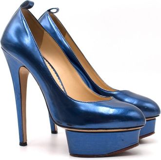 Charlotte Olympia Blue Patent Leather Dolores Pumps Size 37