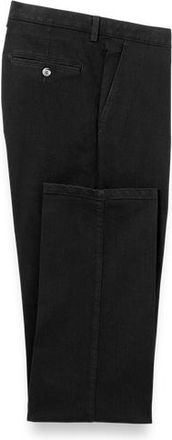 Paul Fredrick Denim Flat Front Pants in Black at Nordstrom, Size 34 X 34
